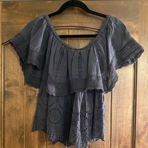 Off The Shoulder Charcoal Cotton Top